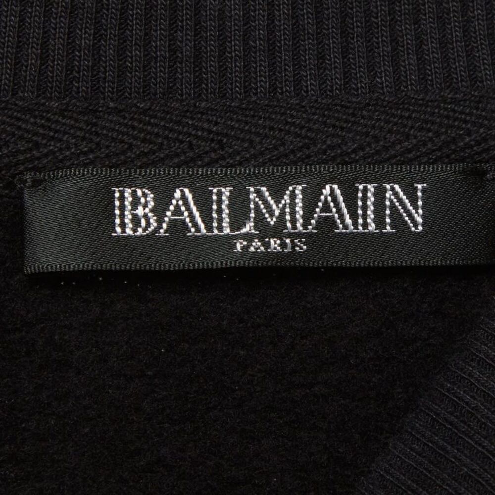 Balmain Black Logo Print Cotton Crop Sweatshirt S - Picture 4 of 5